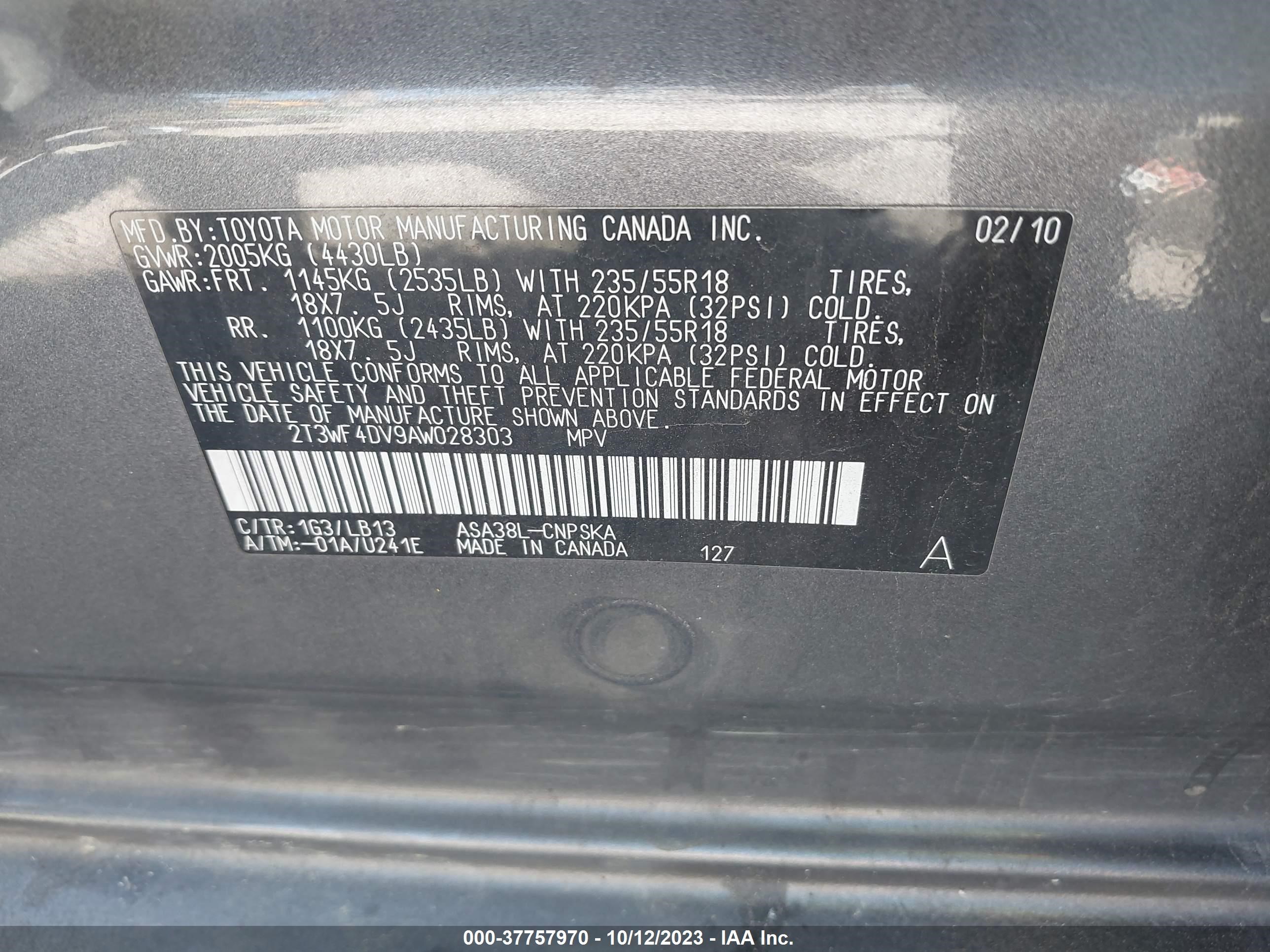 Photo 8 VIN: 2T3WF4DV9AW028303 - TOYOTA RAV 4 