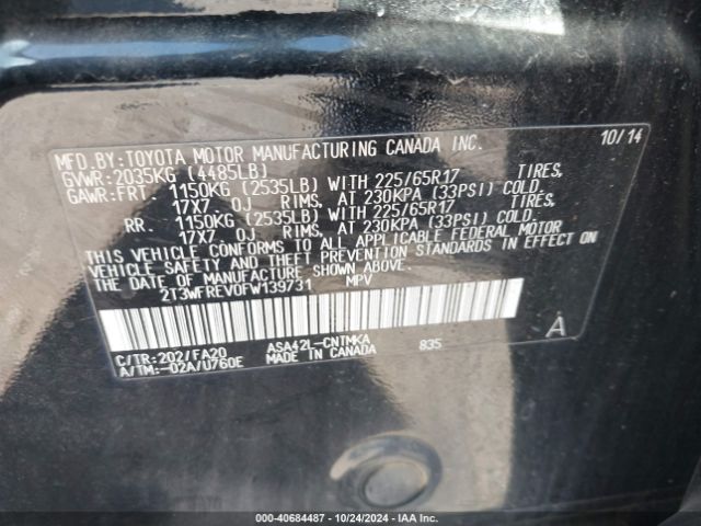 Photo 8 VIN: 2T3WFREV0FW139731 - TOYOTA RAV4 