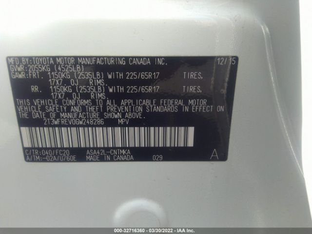 Photo 8 VIN: 2T3WFREV0GW248286 - TOYOTA RAV4 