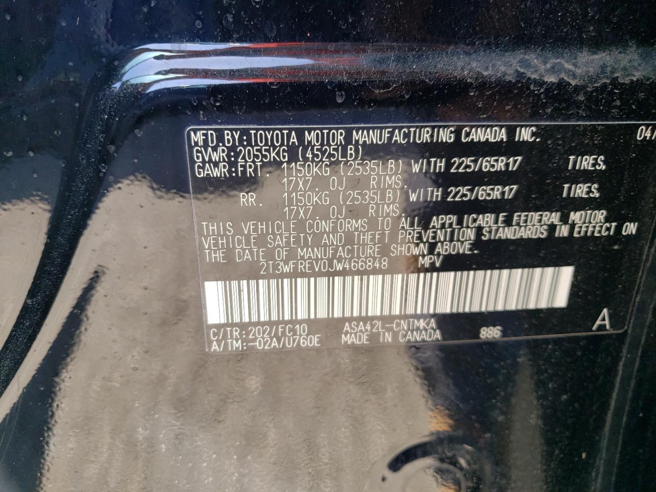 Photo 12 VIN: 2T3WFREV0JW466848 - TOYOTA RAV 4 