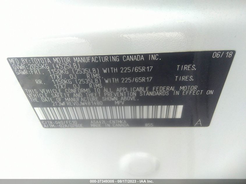 Photo 8 VIN: 2T3WFREV0JW481480 - TOYOTA RAV 4 