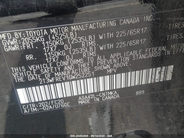 Photo 8 VIN: 2T3WFREV1GW252251 - TOYOTA RAV4 