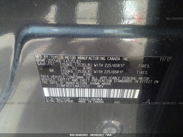 Photo 8 VIN: 2T3WFREV1JW431431 - TOYOTA RAV4 