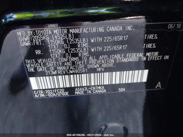 Photo 8 VIN: 2T3WFREV1JW480581 - TOYOTA RAV4 