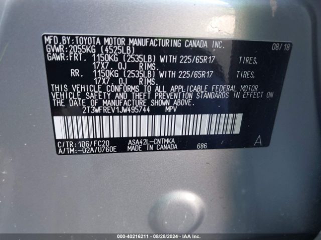 Photo 8 VIN: 2T3WFREV1JW495744 - TOYOTA RAV4 