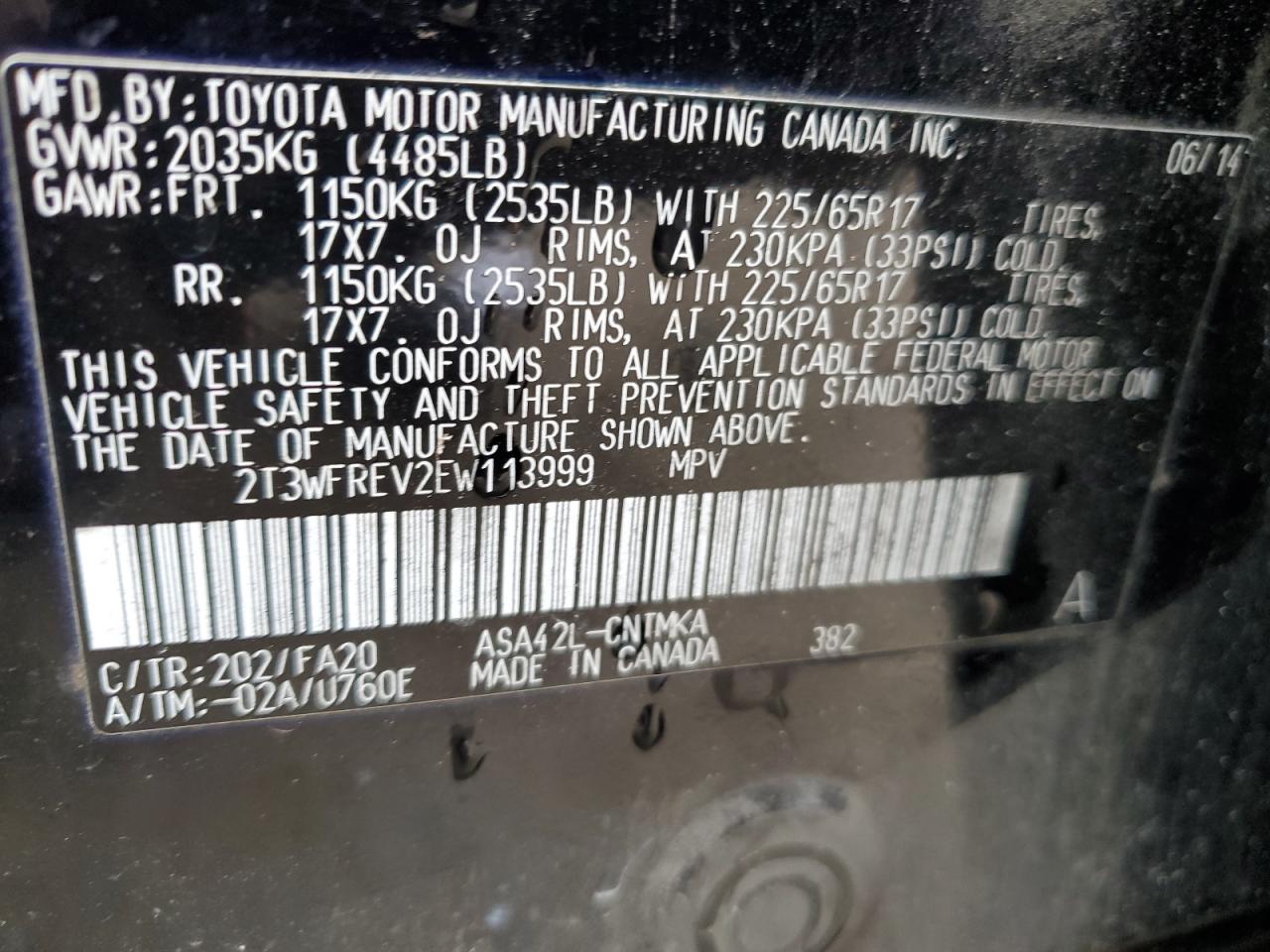 Photo 12 VIN: 2T3WFREV2EW113999 - TOYOTA RAV 4 