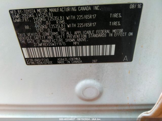 Photo 8 VIN: 2T3WFREV2GW311615 - TOYOTA RAV4 