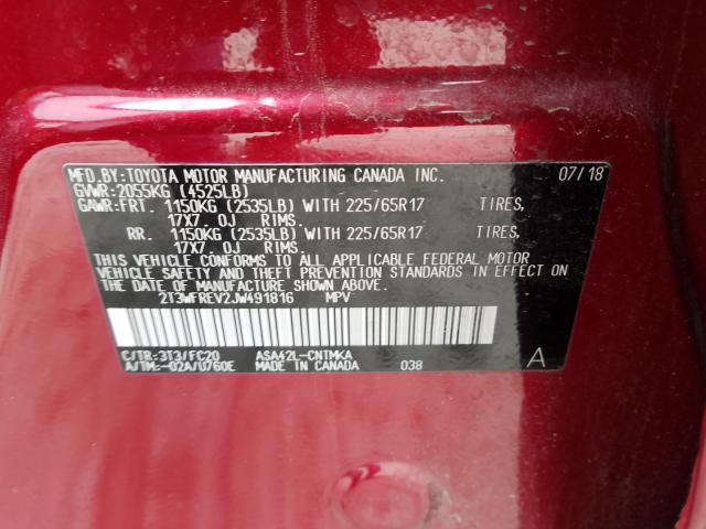 Photo 9 VIN: 2T3WFREV2JW491816 - TOYOTA RAV4 ADVEN 