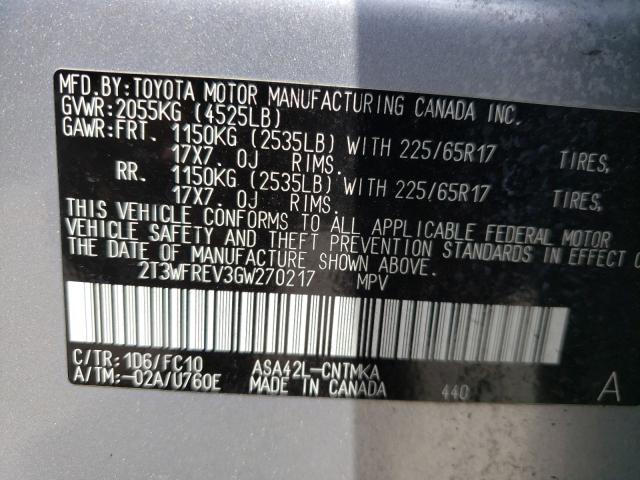 Photo 9 VIN: 2T3WFREV3GW270217 - TOYOTA RAV4 XLE 