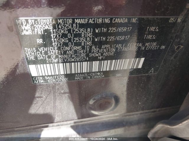 Photo 8 VIN: 2T3WFREV3GW285574 - TOYOTA RAV4 