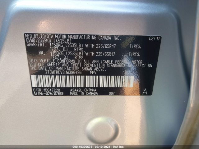 Photo 8 VIN: 2T3WFREV3HW396496 - TOYOTA RAV4 