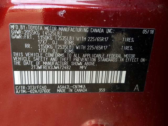 Photo 9 VIN: 2T3WFREV3JW472482 - TOYOTA RAV4 ADVEN 