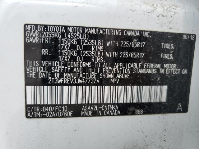 Photo 12 VIN: 2T3WFREV3JW477374 - TOYOTA RAV4 