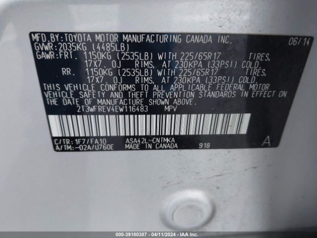 Photo 8 VIN: 2T3WFREV4EW116483 - TOYOTA RAV4 