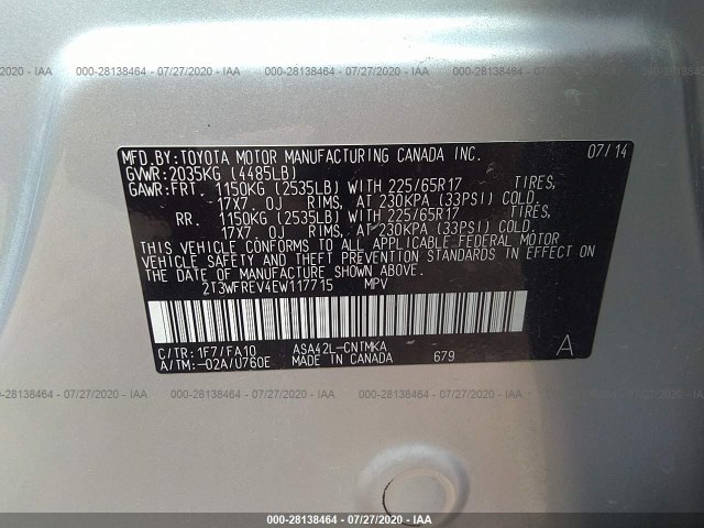 Photo 8 VIN: 2T3WFREV4EW117715 - TOYOTA RAV4 