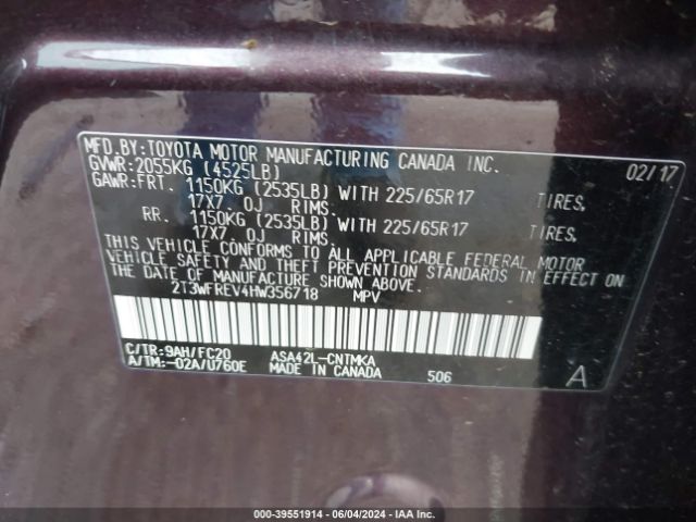 Photo 8 VIN: 2T3WFREV4HW356718 - TOYOTA RAV4 