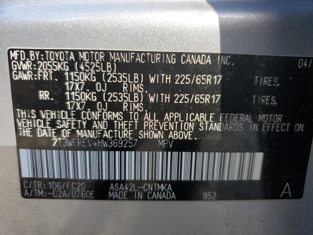 Photo 13 VIN: 2T3WFREV4HW369257 - TOYOTA RAV4 XLE 