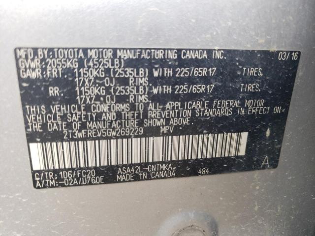 Photo 12 VIN: 2T3WFREV5GW269229 - TOYOTA RAV4 XLE 