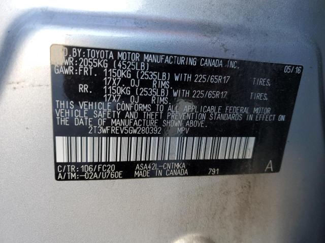 Photo 12 VIN: 2T3WFREV5GW280392 - TOYOTA RAV4 XLE 