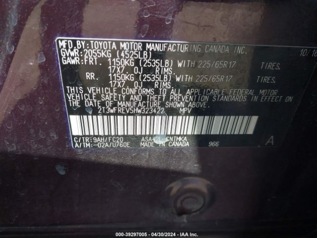 Photo 8 VIN: 2T3WFREV5HW323422 - TOYOTA RAV4 