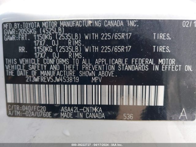 Photo 8 VIN: 2T3WFREV5JW453819 - TOYOTA RAV4 