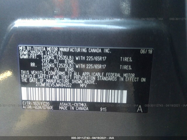 Photo 8 VIN: 2T3WFREV5JW484052 - TOYOTA RAV4 