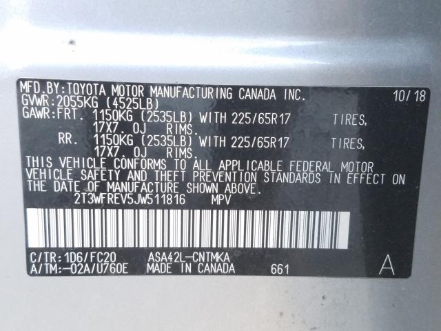 Photo 9 VIN: 2T3WFREV5JW511816 - TOYOTA RAV4 ADVEN 