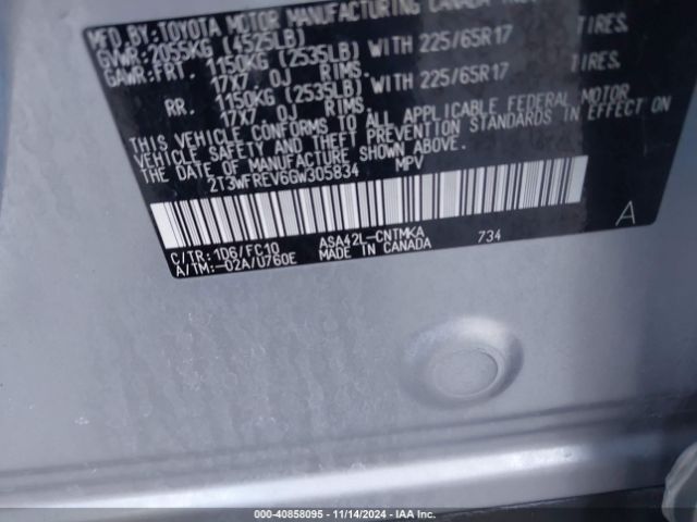 Photo 8 VIN: 2T3WFREV6GW305834 - TOYOTA RAV4 