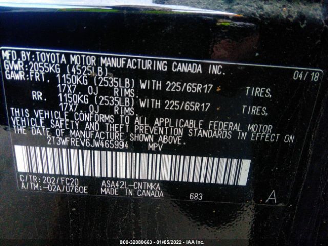 Photo 8 VIN: 2T3WFREV6JW465994 - TOYOTA RAV4 