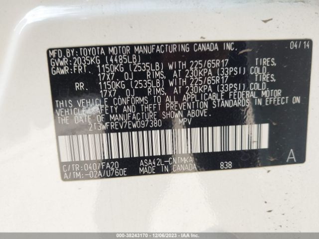 Photo 8 VIN: 2T3WFREV7EW097380 - TOYOTA RAV4 