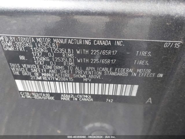 Photo 8 VIN: 2T3WFREV7FW208415 - TOYOTA RAV4 