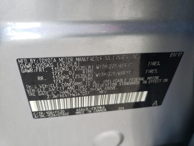 Photo 9 VIN: 2T3WFREV7HW347057 - TOYOTA RAV4 XLE 