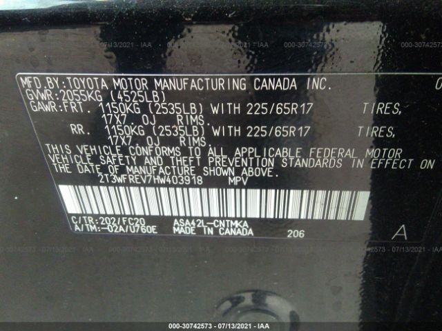 Photo 8 VIN: 2T3WFREV7HW403918 - TOYOTA RAV4 