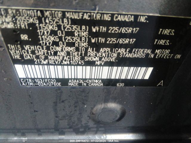 Photo 8 VIN: 2T3WFREV7JW410745 - TOYOTA RAV4 