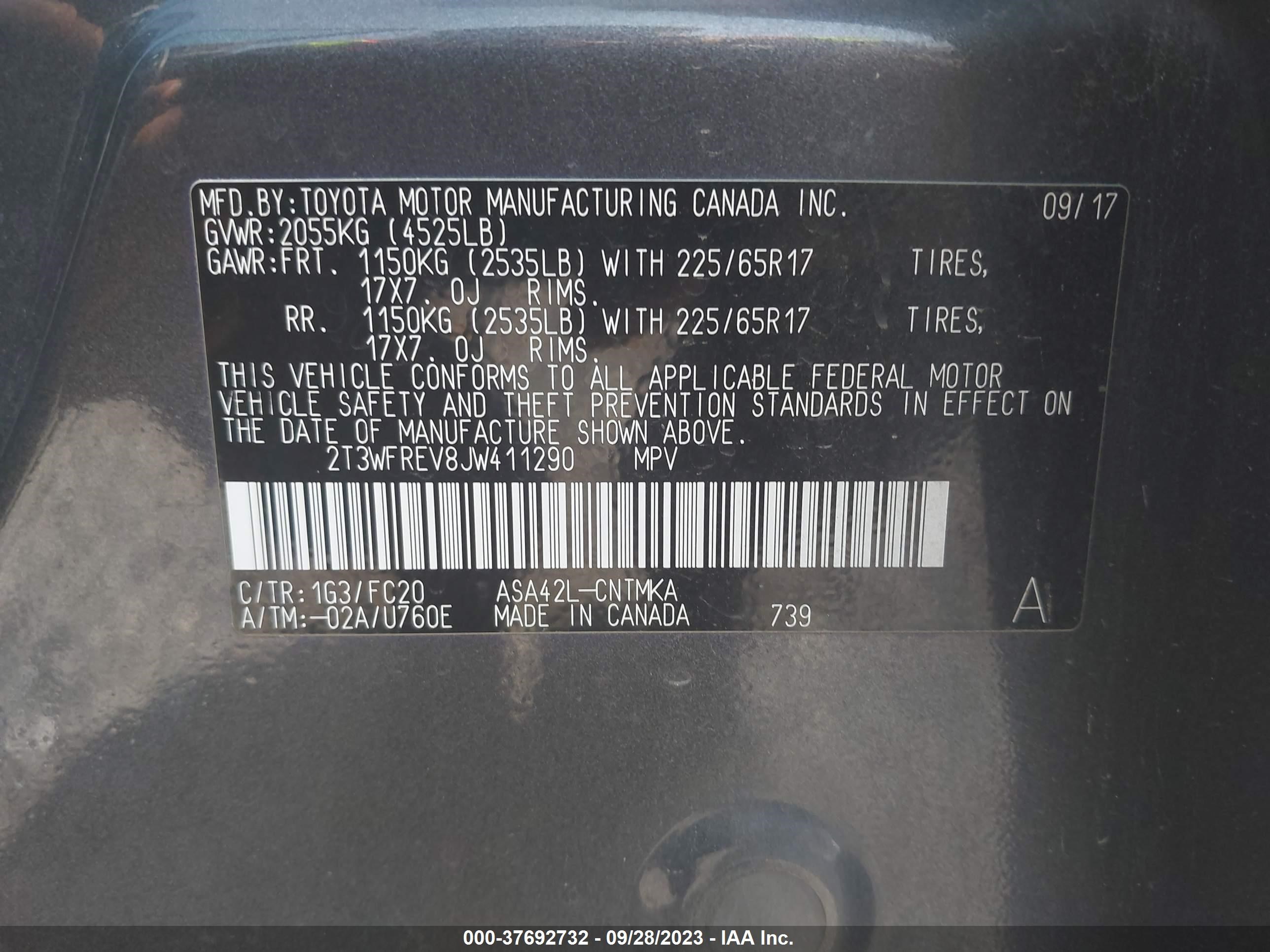 Photo 8 VIN: 2T3WFREV8JW411290 - TOYOTA RAV 4 