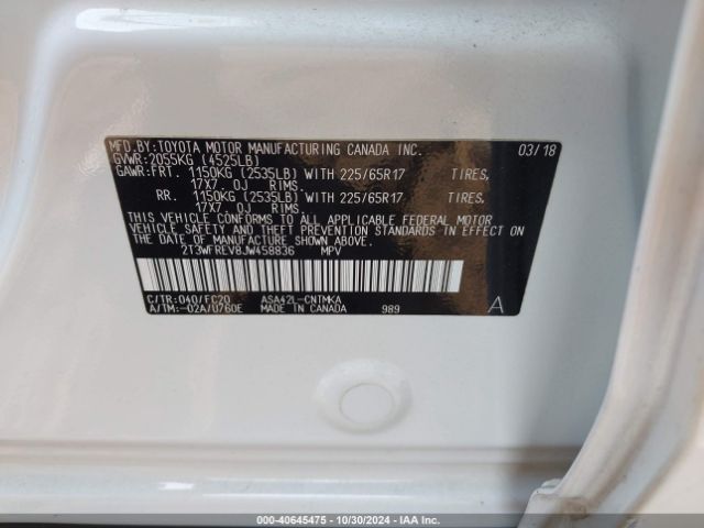 Photo 8 VIN: 2T3WFREV8JW458836 - TOYOTA RAV4 