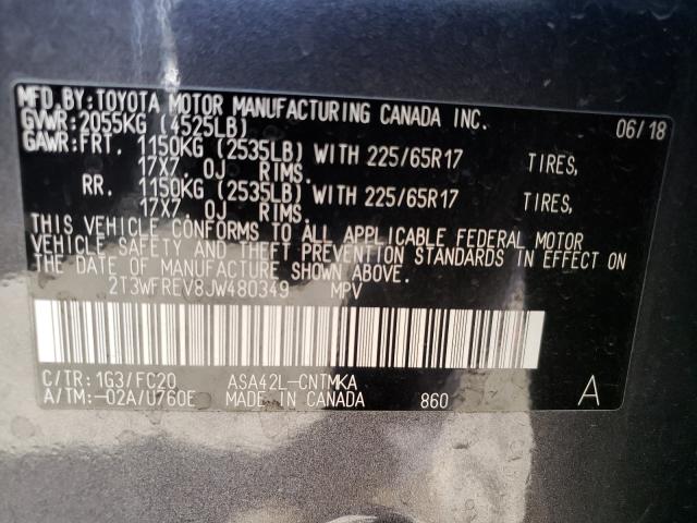 Photo 9 VIN: 2T3WFREV8JW480349 - TOYOTA RAV4 