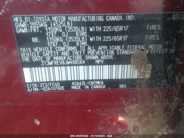 Photo 8 VIN: 2T3WFREV8JW488564 - TOYOTA RAV4 