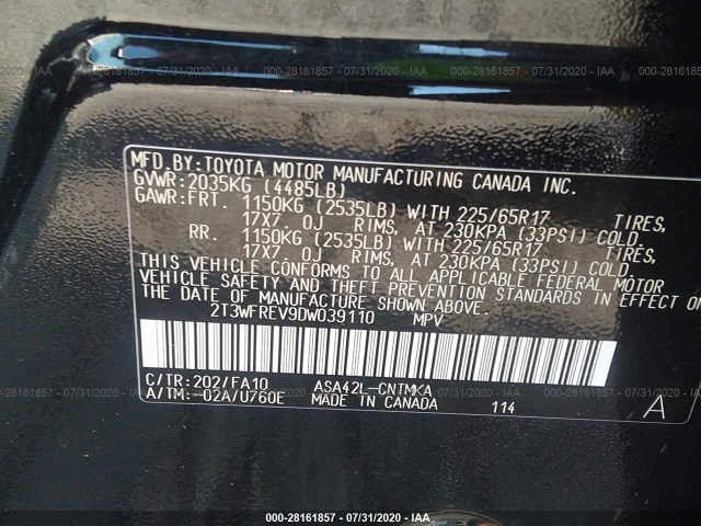 Photo 8 VIN: 2T3WFREV9DW039110 - TOYOTA RAV4 