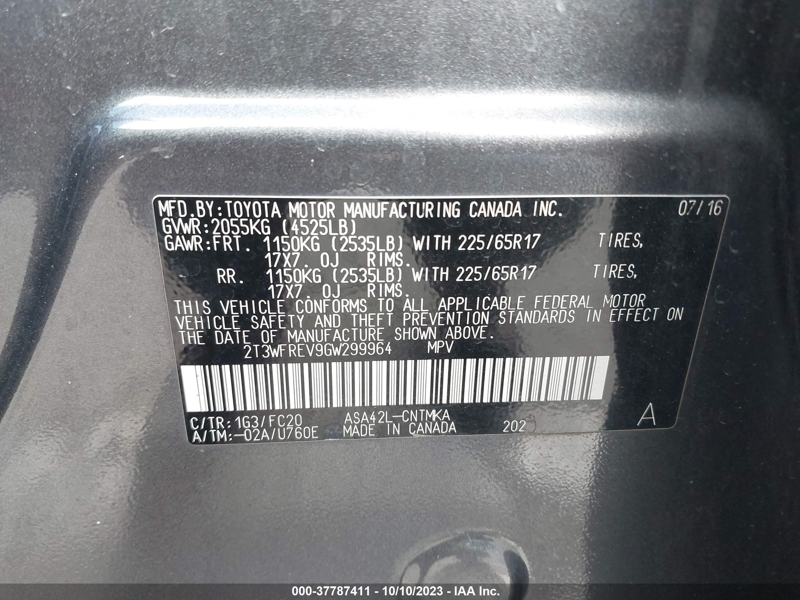 Photo 8 VIN: 2T3WFREV9GW299964 - TOYOTA RAV 4 