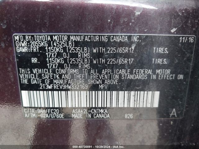 Photo 8 VIN: 2T3WFREV9HW332169 - TOYOTA RAV4 