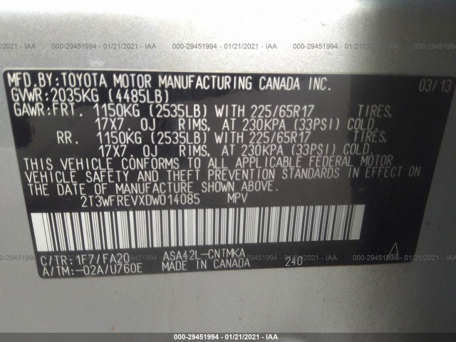 Photo 8 VIN: 2T3WFREVXDW014085 - TOYOTA RAV4 