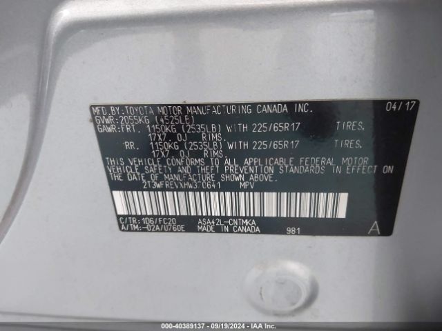 Photo 8 VIN: 2T3WFREVXHW370641 - TOYOTA RAV4 