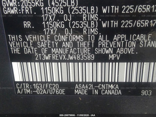 Photo 8 VIN: 2T3WFREVXJW483589 - TOYOTA RAV4 