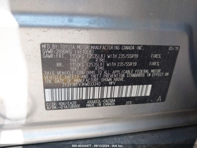 Photo 8 VIN: 2T3Y1RFV3KW033340 - TOYOTA RAV4 