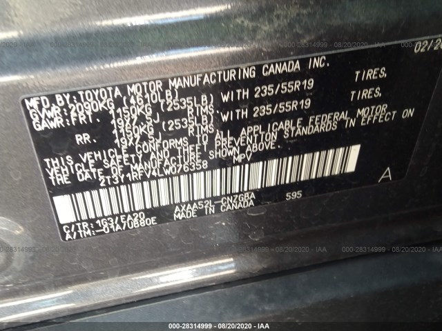 Photo 8 VIN: 2T3Y1RFV4LW076358 - TOYOTA RAV4 