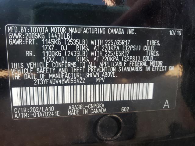 Photo 9 VIN: 2T3YF4DV4BW059422 - TOYOTA RAV4 LIMIT 