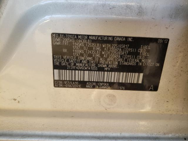 Photo 9 VIN: 2T3YF4DV6CW141055 - TOYOTA RAV4 LIMIT 