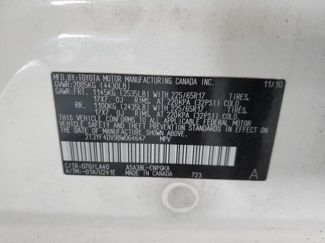 Photo 12 VIN: 2T3YF4DV9BW064647 - TOYOTA RAV4 LIMIT 