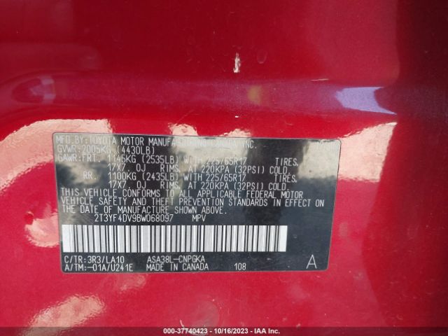 Photo 8 VIN: 2T3YF4DV9BW068097 - TOYOTA RAV4 